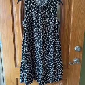 Sonoma Black and White Floral Mini Dress
